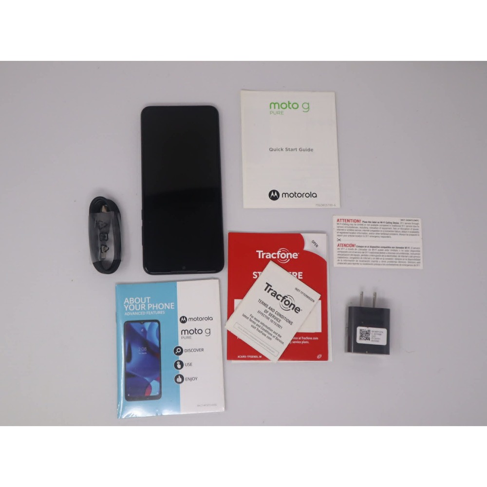 Blue Smartphone Motorola 32GB Moto G Pure Tracfone XT2163DL